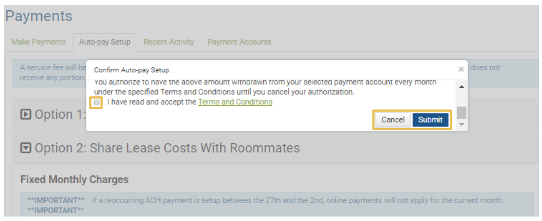 Set up AutoPay with Roommate Help Center